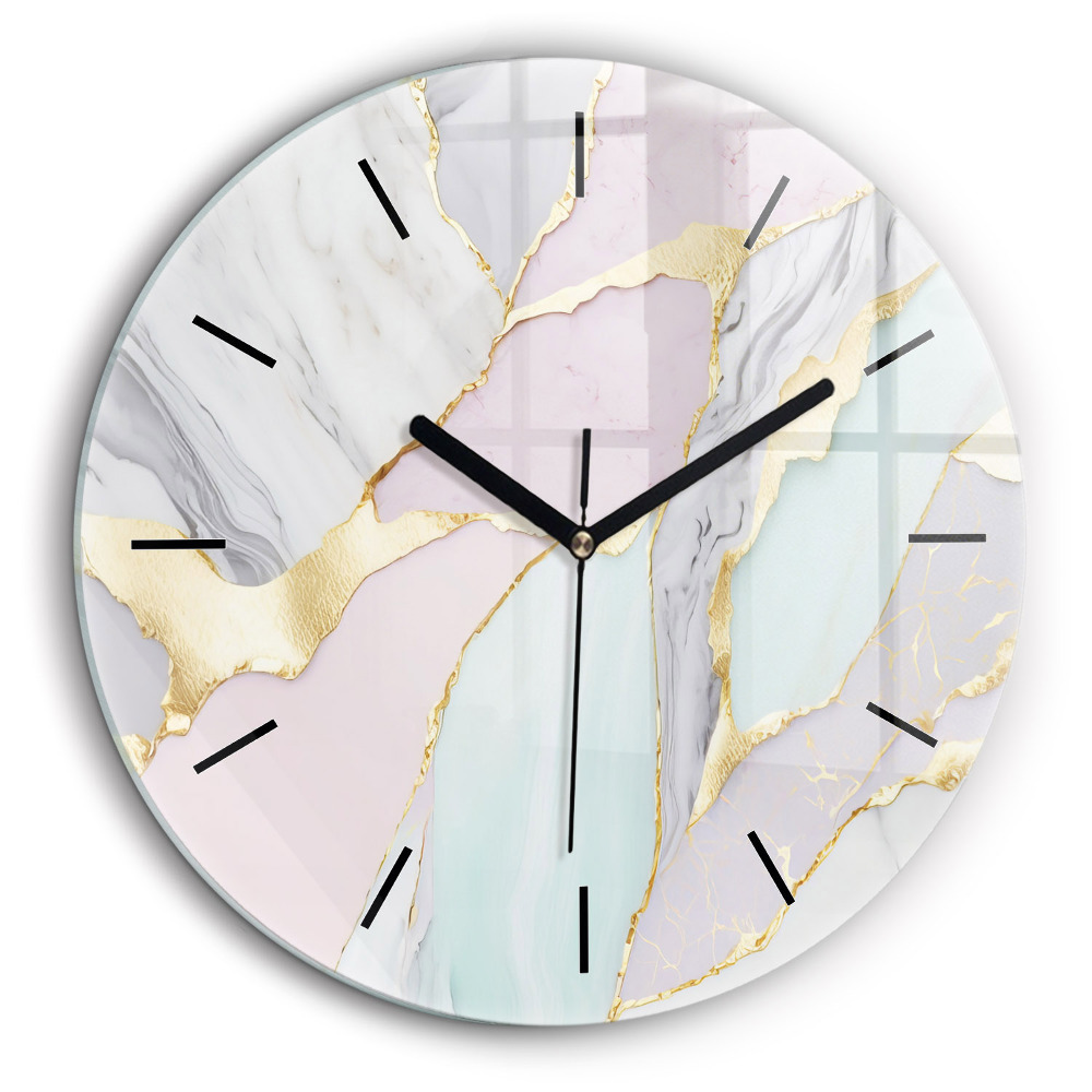 Ceas rotund de perete din sticlă Model de marmură
