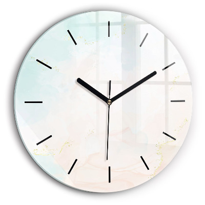 Ceas din sticlă rotund Marmură acuarelă