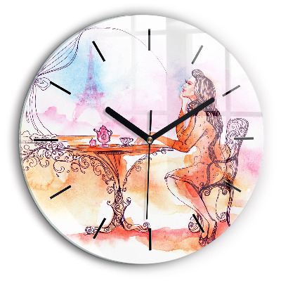 Ceas din sticlă rotund Femeie care bea ceai