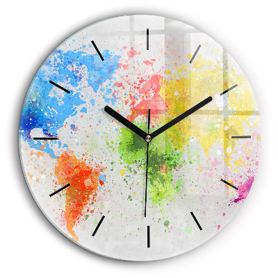 Ceas perete din sticlă rotund Harta lumii pe hârtie