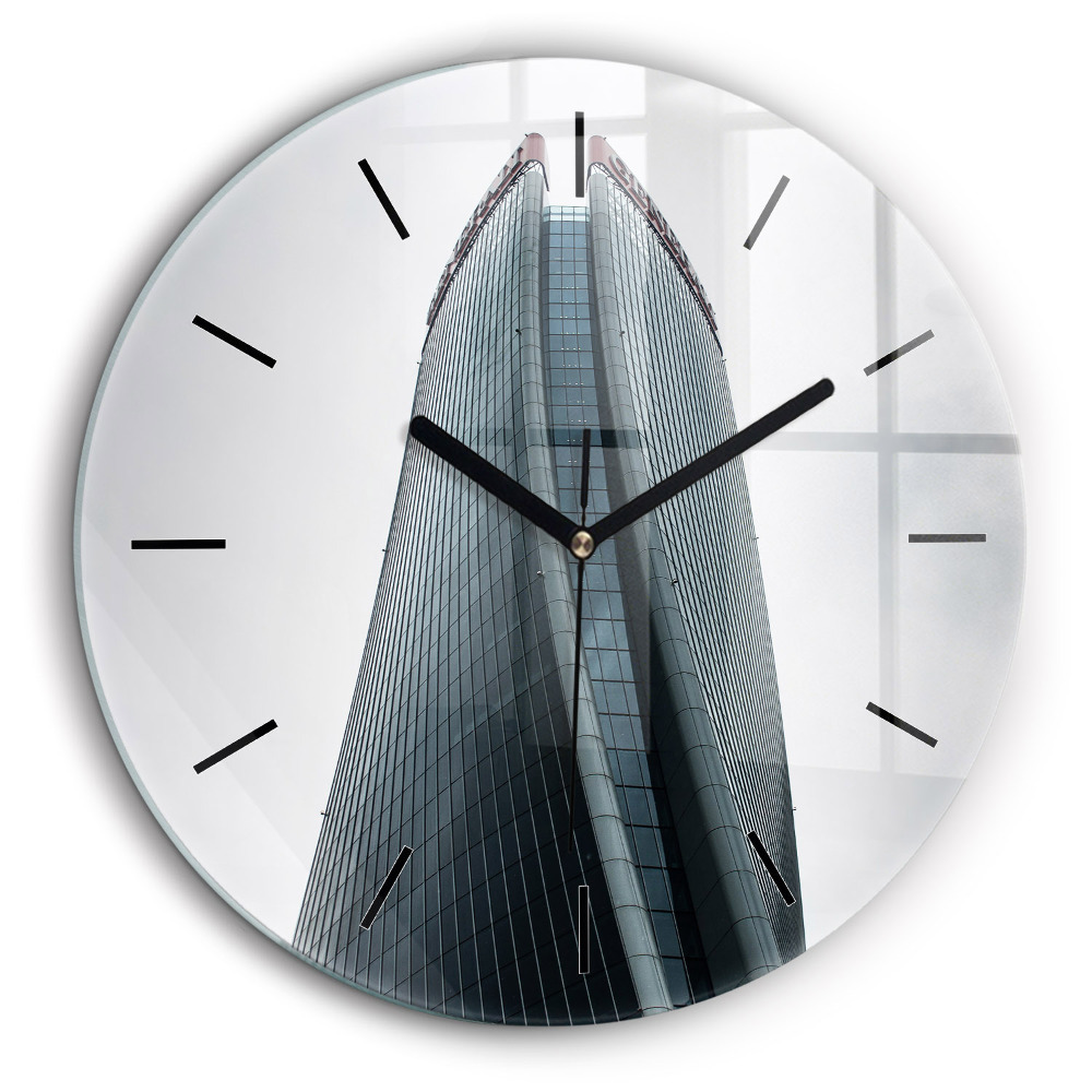 Ceas rotund de perete din sticlă Zgârie-nori din Milano