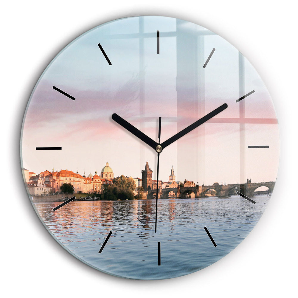 Ceas de sticlă pe perete rotund Podul Carol din Praga