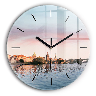 Ceas de sticlă pe perete rotund Podul Carol din Praga