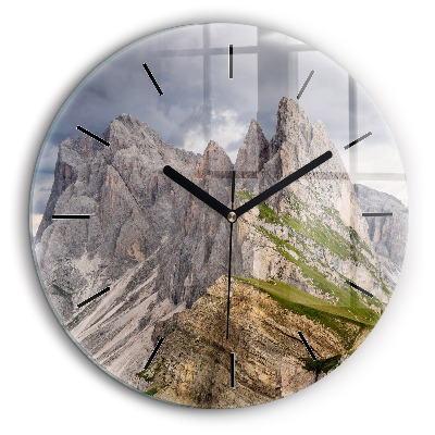 Ceas perete din sticlă rotund Munți stâncoși