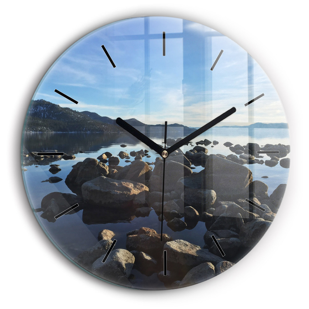 Ceas rotund de perete din sticlă Vedere la mare