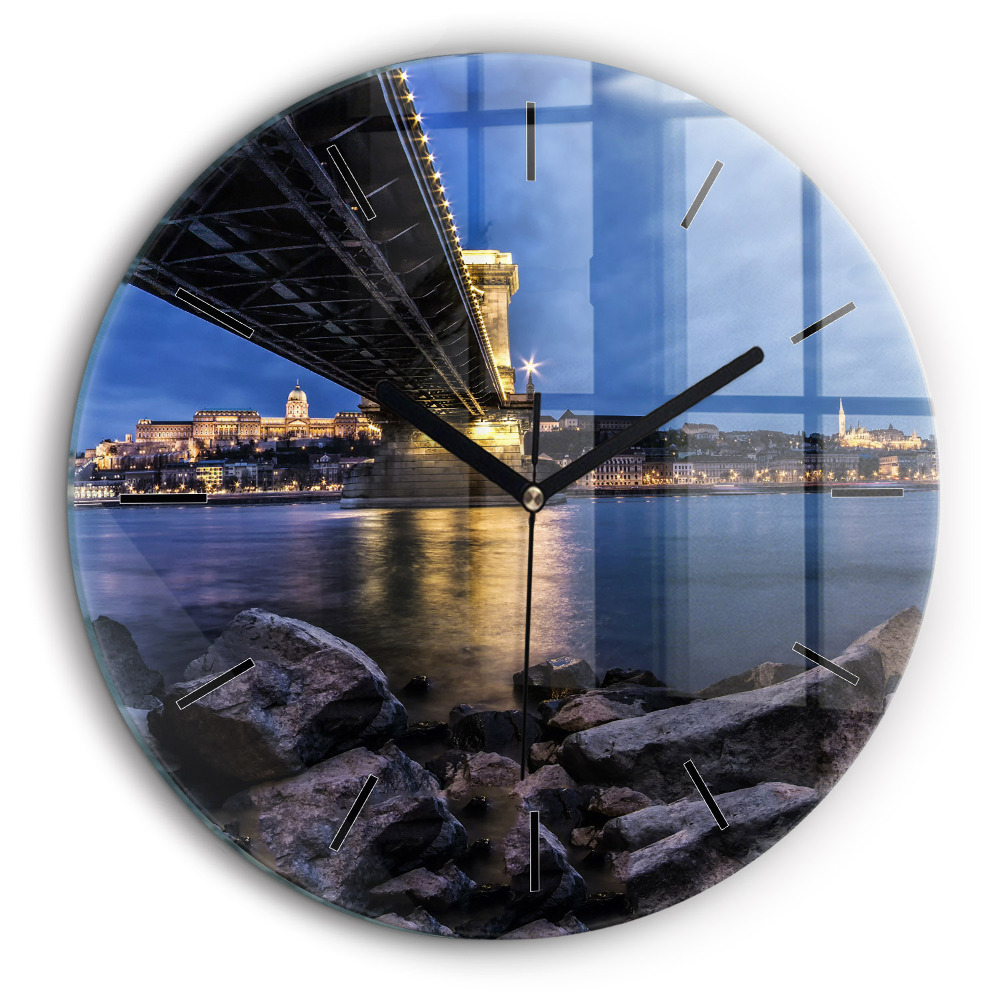 Ceas din sticlă rotund Mal stâncos sub pod